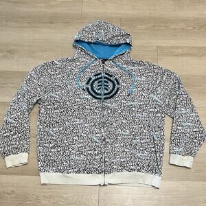 Vintage Y2K Element Full Zip AOP Logo Hoodie XL